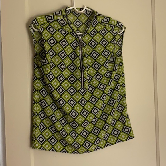 Michael Kors green half zip blouse - Picture 1 of 8